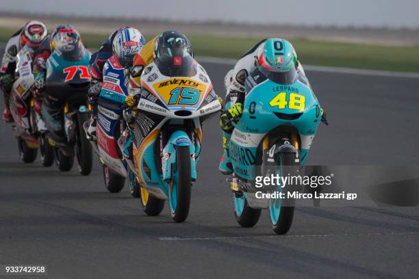 Lorenzo Dalla Porta of Italy and Leopard Racing leads the field during the Moto3 race during the MotoGP of Qatar - Race at Losail Circuit on March...