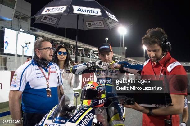 Xavier Simeon of Belgium and Reale Avintia Racing prepares to start on the grid during the MotoGP race during the MotoGP of Qatar - Race at Losail...