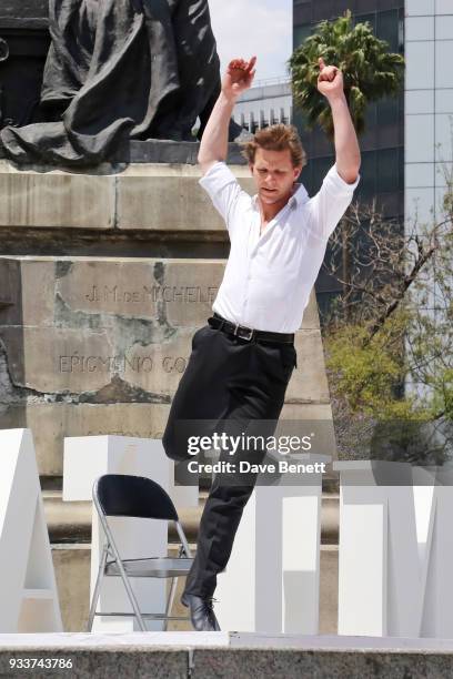 Daniel Ulbricht, principal dancer with NYC Ballet, performs during day three of the Liberatum Mexico Festival 2018 at Angel de la Independencia on...