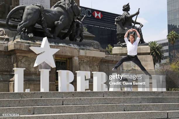 Daniel Ulbricht, principal dancer with NYC Ballet, performs during day three of the Liberatum Mexico Festival 2018 at Angel de la Independencia on...