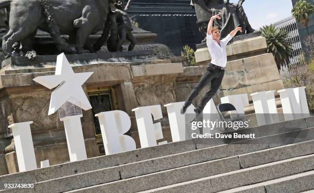 Daniel Ulbricht, principal dancer with NYC Ballet, performs during day three of the Liberatum Mexico Festival 2018 at Angel de la Independencia on...
