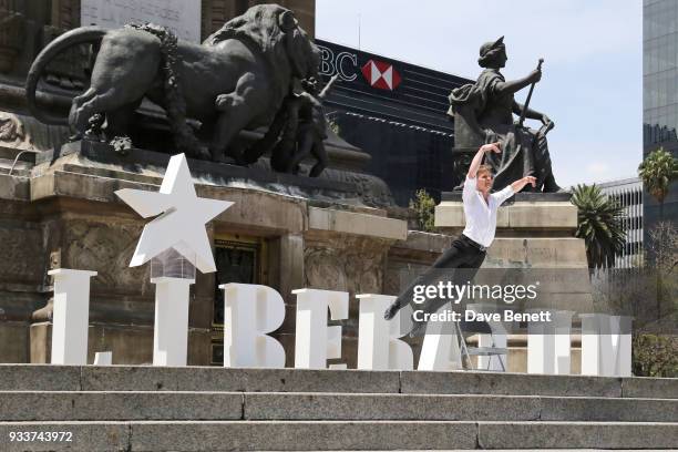 Daniel Ulbricht, principal dancer with NYC Ballet, performs during day three of the Liberatum Mexico Festival 2018 at Angel de la Independencia on...