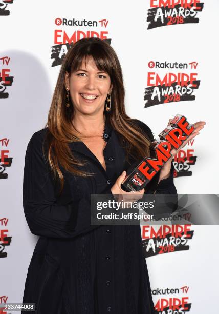 Director Patty Jenkins, winner of the award for Best Sci-Fi/ Fantasy for 'Wonder Woman', poses in the winners room at the Rakuten TV EMPIRE Awards...