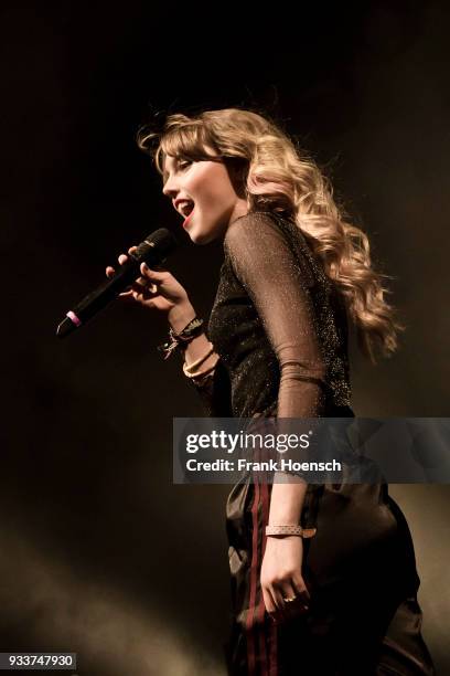 German singer Lina Larissa Strahl performs live on stage during a concert at the Columbiahalle on March 18, 2018 in Berlin, Germany.