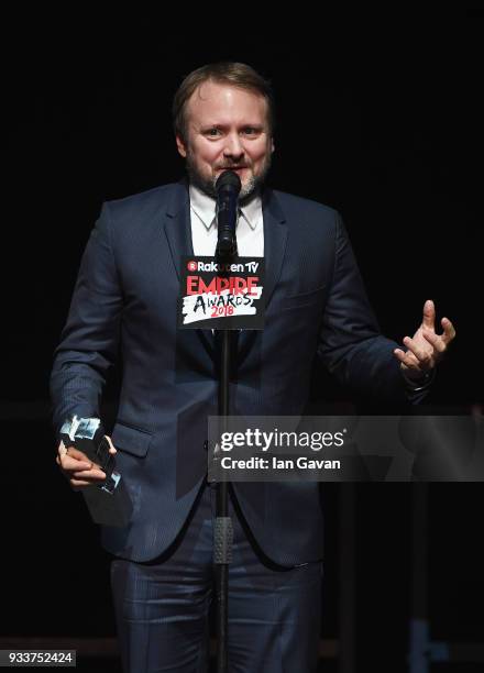 Director Rian Johnson, winner of the Best Director award, on stage during the Rakuten TV EMPIRE Awards 2018 at The Roundhouse on March 18, 2018 in...