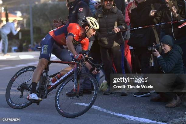 Vincenzo Nibali of Italy and Team Bahrain-Merida, attack on the Poggio Di Sanremo 160m during the 109th Milan-Sanremo 2018 a 291km race from Milan to...