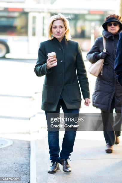 Edie Falco is seen in the West Village on March 18, 2018 in New York City.