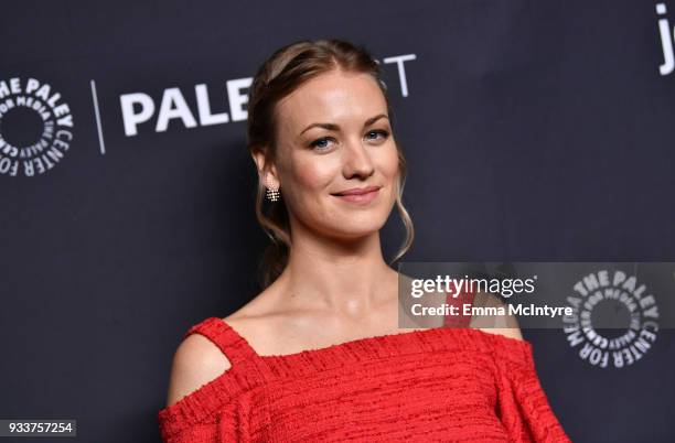 Yvonne Strahovski attends The Paley Center For Media's 35th Annual PaleyFest Los Angeles with "The Handmaid's Tale" at Dolby Theatre on March 18,...