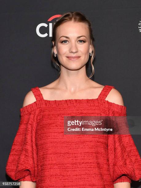 Yvonne Strahovski attends The Paley Center For Media's 35th Annual PaleyFest Los Angeles with "The Handmaid's Tale" at Dolby Theatre on March 18,...