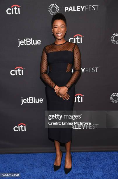 Samira Wiley attends The Paley Center For Media's 35th Annual PaleyFest Los Angeles with "The Handmaid's Tale" at Dolby Theatre on March 18, 2018 in...