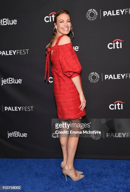 Yvonne Strahovski attends The Paley Center For Media's 35th Annual PaleyFest Los Angeles with "The Handmaid's Tale" at Dolby Theatre on March 18,...