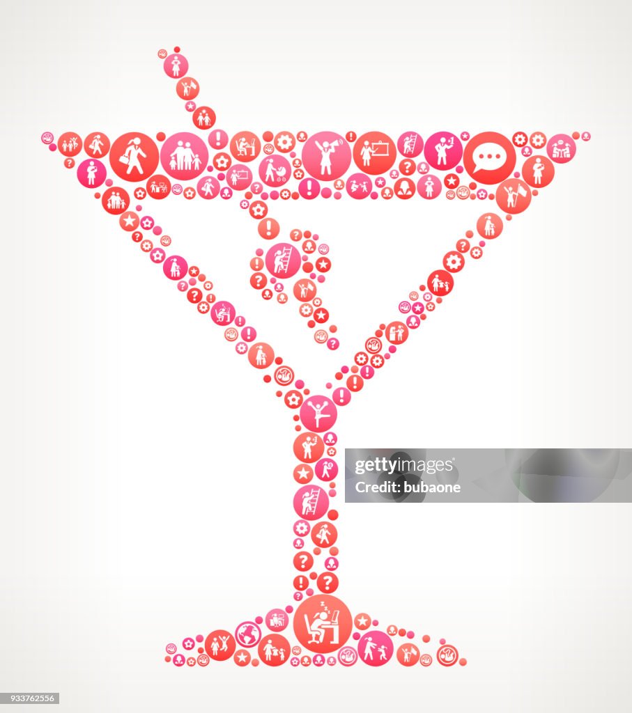 Martini vidrio mujeres chica poder iconos Vector fondo