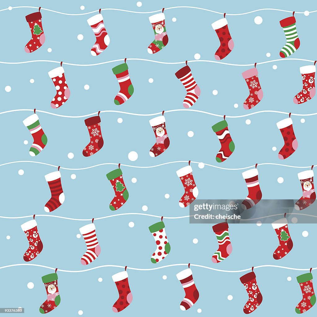 Seamless Christmas stocking background
