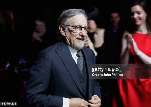Director Steven Spielberg, wins the EMPIRE Legend Of Our Lifetime award, during the Rakuten TV EMPIRE Awards 2018 at The Roundhouse on March 18, 2018...