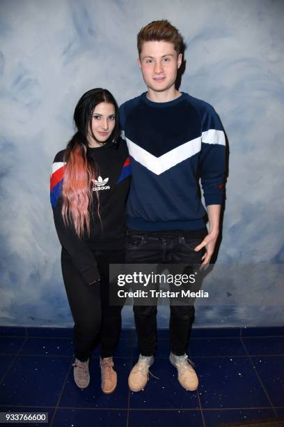 Felix von der Laden and his girlfriend Katrin Kammler during the TV show 'Klein gegen Gross' on March 18, 2018 in Berlin, Germany.