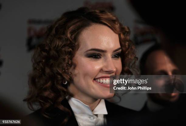 Actress Daisy Ridley is interviewed in the winners room at the Rakuten TV EMPIRE Awards 2018 at The Roundhouse on March 18, 2018 in London, England.