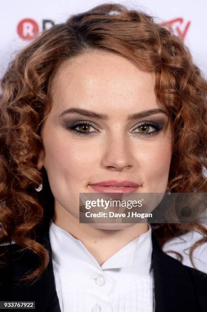 Daisy Ridley, winner of the Best Film award for 'Star Wars: The Last Jedi', poses in the winners room at the Rakuten TV EMPIRE Awards 2018 at The...