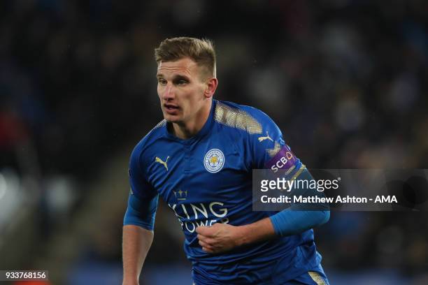 Marc Albrighton of Leicester City during the FA Cup Quarter Final match between Leicester City and Chelsea at The King Power Stadium on March 18,...