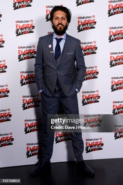 Shazad Latif poses in the winners room at the Rakuten TV EMPIRE Awards 2018 at The Roundhouse on March 18, 2018 in London, England.