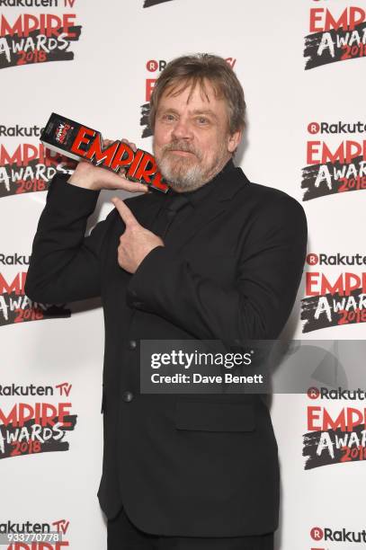 Mark Hamill poses in the winners room at the Rakuten TV EMPIRE Awards 2018 at The Roundhouse on March 18, 2018 in London, England.