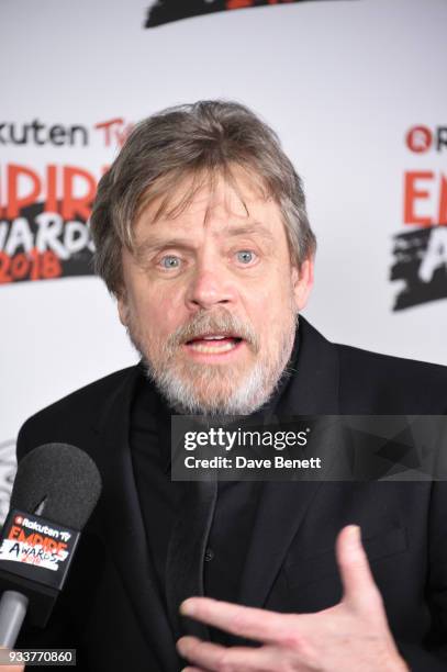 Mark Hamill poses in the winners room at the Rakuten TV EMPIRE Awards 2018 at The Roundhouse on March 18, 2018 in London, England.