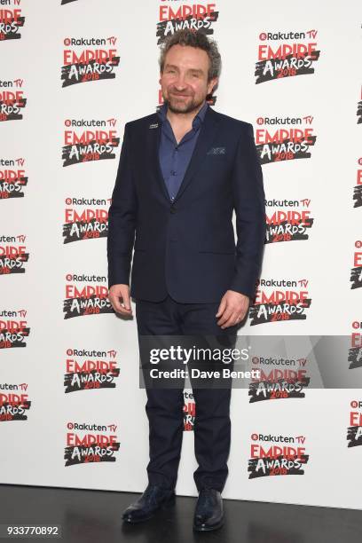 Eddie Marsan poses in the winners room at the Rakuten TV EMPIRE Awards 2018 at The Roundhouse on March 18, 2018 in London, England.