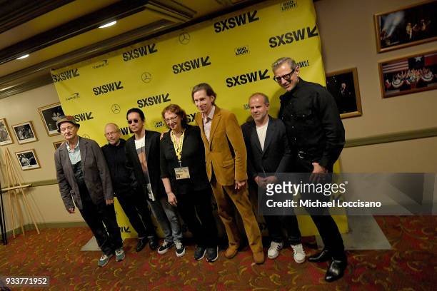 Actors Bill Murray, Bob Balaban and Kunichi Nomura, SXSW director of film Janet Pierson, writer and director Wes Anderson, producer Jeremy Dawson,...