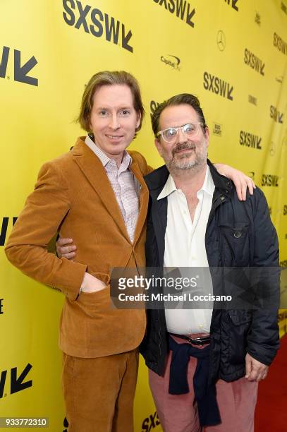 Writer and director Wes Anderson , and music supervisor Randall Poster attend the "Isle of Dogs" premiere during the 2018 SXSW Conference and...