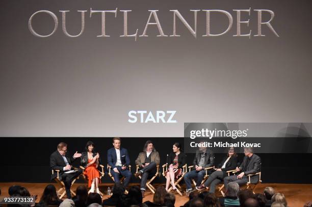 GoldDerby President Tom O'Neil, Caitriona Balfe, Sam Heughan, Ronald D. Moore, Maril Davis, Matthew B. Roberts, Toni Graphia and Jon Gary Steele...