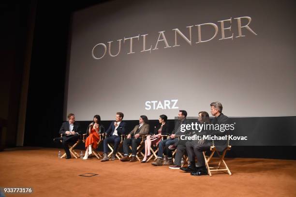 GoldDerby President Tom O'Neil, Caitriona Balfe, Sam Heughan, Ronald D. Moore, Maril Davis, Matthew B. Roberts, Toni Graphia and Jon Gary Steele...