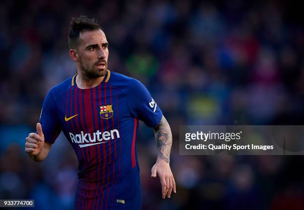 Paco Alcacer of Barcelona looks on during the La Liga match between Barcelona and Athletic Club at Camp Nou on March 18, 2018 in Barcelona, Spain.