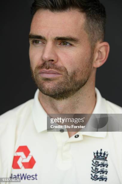 England bowler James Anderson pictured during England nets ahead of their first warm up match at Seddon Park on March 13, 2018 in Hamilton, New...