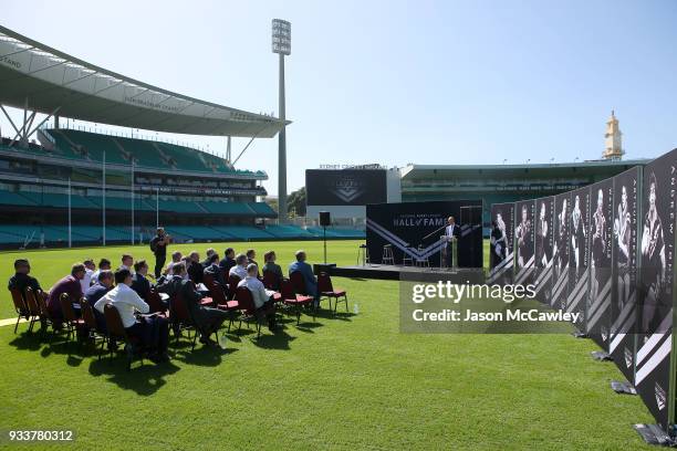 Chief Executive Todd Greenberg speaks during the Rugby League Hall of Fame and Immortals Announcement at Sydney Cricket Ground on March 19, 2018 in...