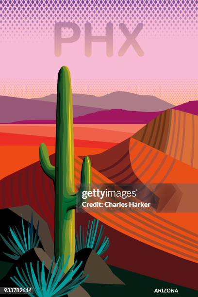 phoenix arizona travel poster - travel poster stock pictures, royalty-free photos & images