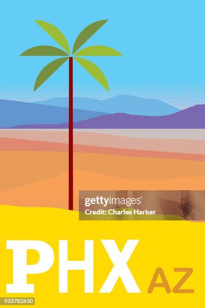 phoenix arizona travel poster - arid climate stock illustrations stock pictures, royalty-free photos & images