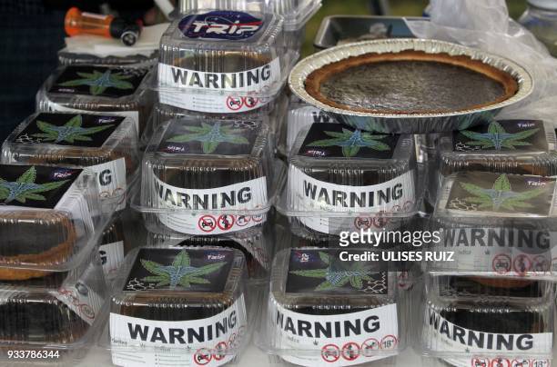 Marijuana cakes are sold during the first Cannabis Cup where self-cultivation and the quality of the herb are encouraged, in Tlajomulco de Zuniga,...
