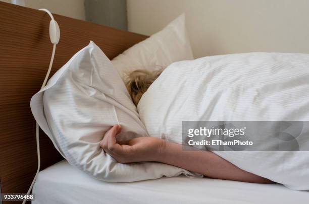 adolescent teenage boy sleeping in his bed - invisible people stock pictures, royalty-free photos & images