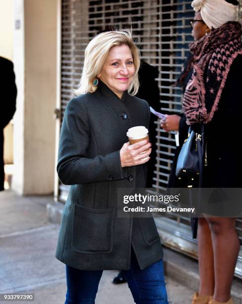 Edie Falco arrives to the opening night of Harry Clarke at Minetta Lane Theatre on March 18, 2018 in New York City.