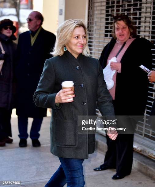 Edie Falco arrives to the opening night of Harry Clarke at Minetta Lane Theatre on March 18, 2018 in New York City.
