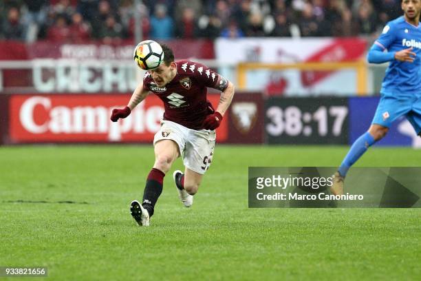 Andrea Belotti of Torino FC in action during the Serie A football match between Torino Fc and ACF Fiorentina. ACF Fiorentina wins 2-1 over Torino Fc.