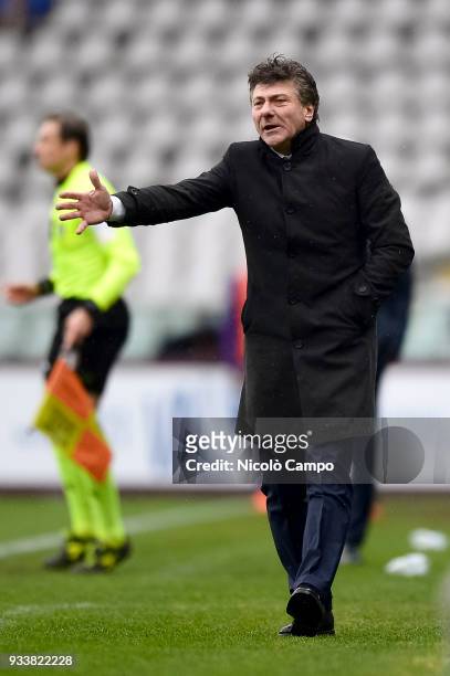Walter Mazzarri, head coach of Torino FC, gestures during the Serie A football match between Torino FC and ACF Fiorentina. ACF Fiorentina won 2-1...