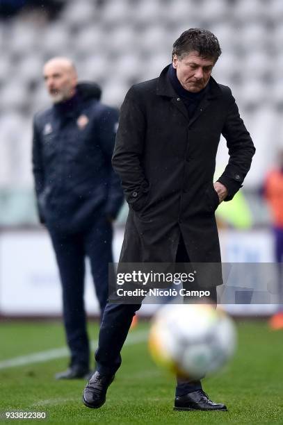 Walter Mazzarri , head coach of Torino FC, looks dejected during the Serie A football match between Torino FC and ACF Fiorentina. ACF Fiorentina won...