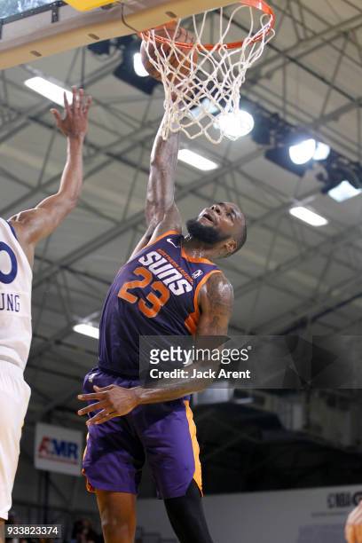 Mike Young of the Northern Arizona Suns drives to the basket during the game against the Santa Cruz Warriors during a G-League game on March 18, 2018...