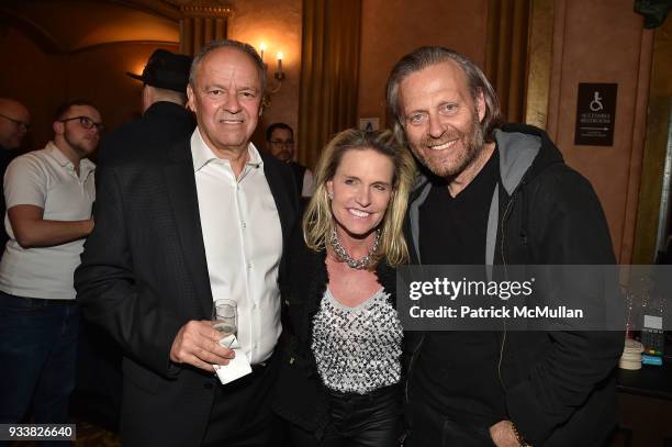 John Lombard, Jennifer Post and Mike Rechter attend Love Rocks NYC VIP Rehearsal Cocktail at Beacon Theatre on March 14, 2018 in New York City. John...