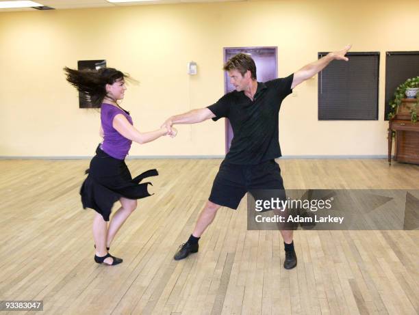 Harry Hamlin, film and TV star of the hit, award-winning drama series "L.A. Law" and husband of "Dancing with the Stars" alumna Lisa Rinna, rehearses...
