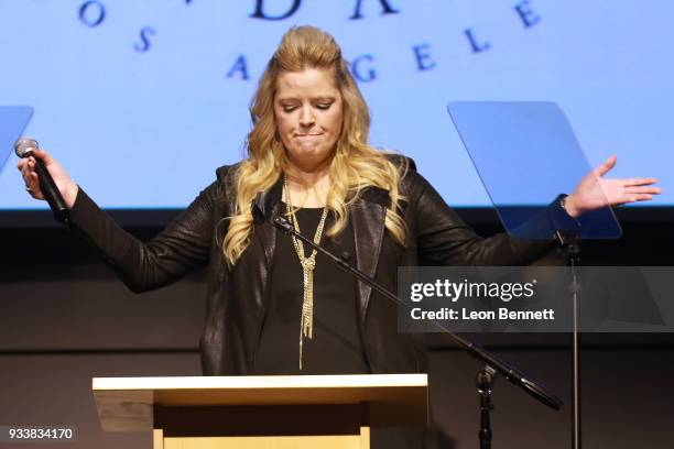 Actress/host Melissa Peterman speaks during the "I Have A Dream" Foundation's 5th Annual Los Angeles' Dreamer Dinner at Skirball Cultural Center on...