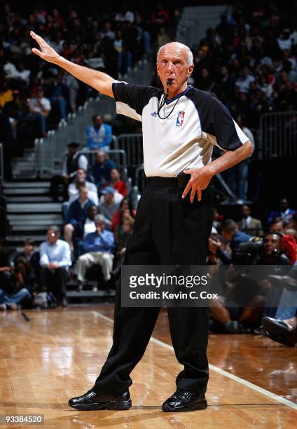 Referee Dick Bavetta during the game between the Atlanta Hawks and the Houston Rockets at Philips Arena on November 20, 2009 in Atlanta, Georgia....