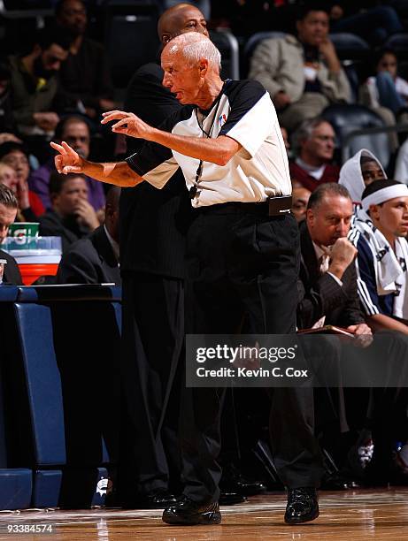 Referee Dick Bavetta during the game between the Atlanta Hawks and the Houston Rockets at Philips Arena on November 20, 2009 in Atlanta, Georgia....