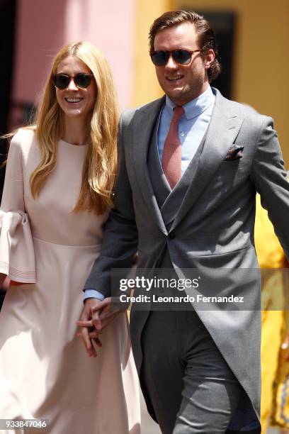 Guests arrive to the wedding of Prince Christian of Hanover and Alessandra de Osma at Basilica San Pedro on March 16, 2018 in Lima, Peru.