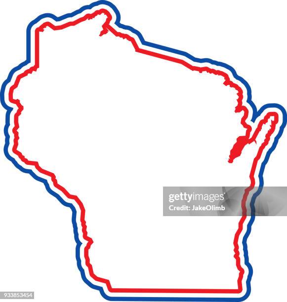 wisconsin outline - wisconsin flag stock illustrations